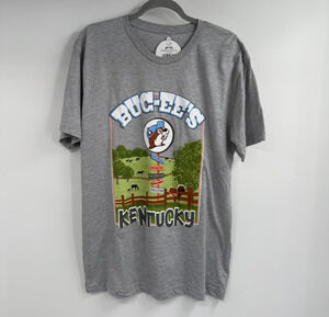 Buc-ees Kentucky Signs Graphic T-Shirt Mens L Heather Gray Crewneck Short Sleeve